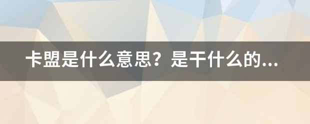 卡盟是什么意思？是干什么的