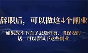 辞职后，如果放不下面子去送外卖、当保安的话，可以尝试下这些副业